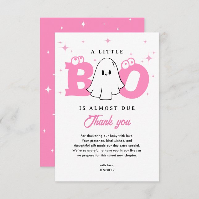 Ein kleines Boo Girl Niedlich Ghost Halloween Kind Dankeskarte (Vorne/Hinten)