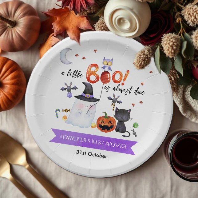 Ein kleines Boo Halloween Kinderdusche mit Hexenhu Pappteller (Von Creator hochgeladen)