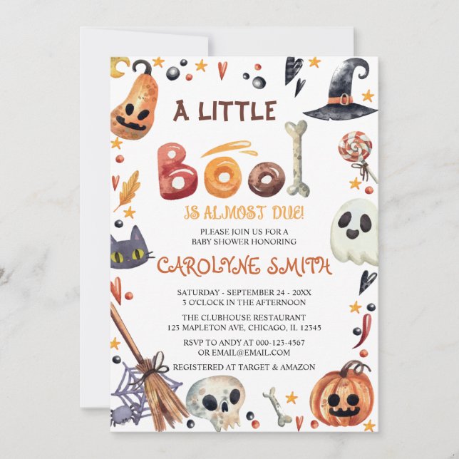Ein kleines Boo Halloween Pumpkin Baby Dusche Einladung (Vorderseite)