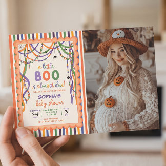 Ein kleines Boo kommt bald Farbige Babyparty Einladung