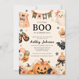 Ein kleines Boo kommt bald Pink Halloween Baby Ges Einladung
