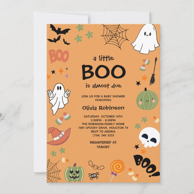 Ein kleines Boo Niedlich Ghost Halloween Kinderdus Einladung (Vorderseite)