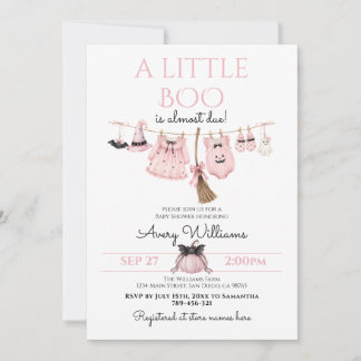 Ein kleines Boo Pink Halloween Baby Shower Mädchen Einladung
