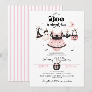 Ein kleines Boo Pink Halloween Baby Shower Mädchen Einladung