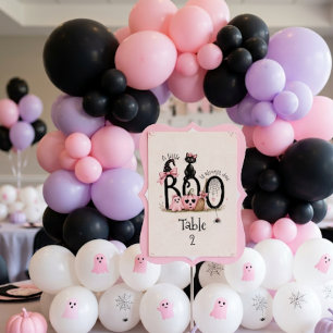 Ein kleines Boo Pink Halloween Hexenkatze Kürbis B Tischnummer