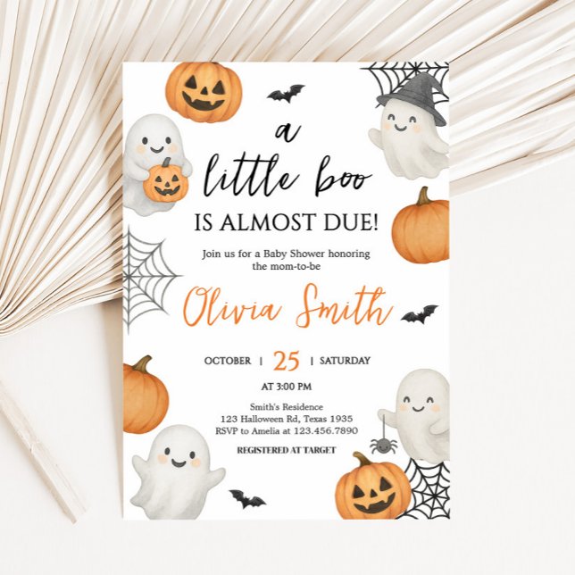 Ein kleines Boo Pumpkin Halloween Kinderdusche Einladung (A Little Boo Pumpkin Spooky Halloween Baby Shower Invitation)