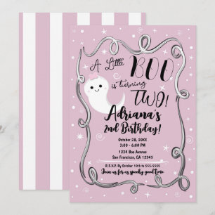 Ein kleines Boo wird 2 ZWEI rosa Halloween-Geister Einladung