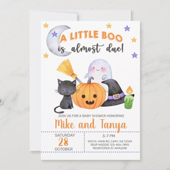 Ein kleines Boot ist zu Halloween Baby-Dusche einl Einladung (Vorderseite)