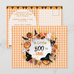Ein kleines Buh ist fällig Orange Gingham QR Baby  Postkarte