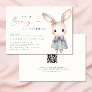 Ein kleines Bunny Girl QR Babydusche Einladung