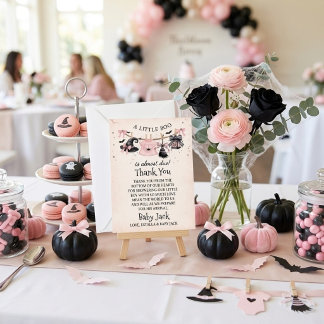 Ein kleines Buu rosa Schleife Halloween Baby Showe Dankeskarte
