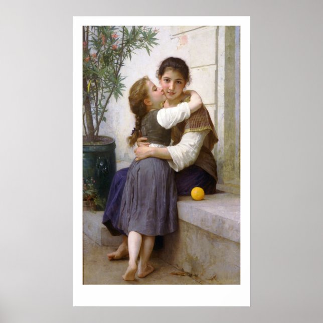 Ein kleines Coaxing 1890, Bouguereau Poster (Vorne)