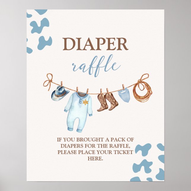 Ein kleines Cowboy Blue Diaper Raffelzeichen Poster (Vorne)
