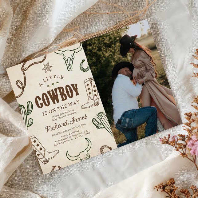 Ein kleines Cowboy Western Boy Baby Shower Foto Einladung (Von Creator hochgeladen)