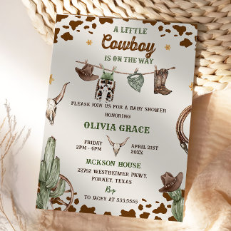 Ein kleines Cowboy Western Boy Baby Shower Party Einladung
