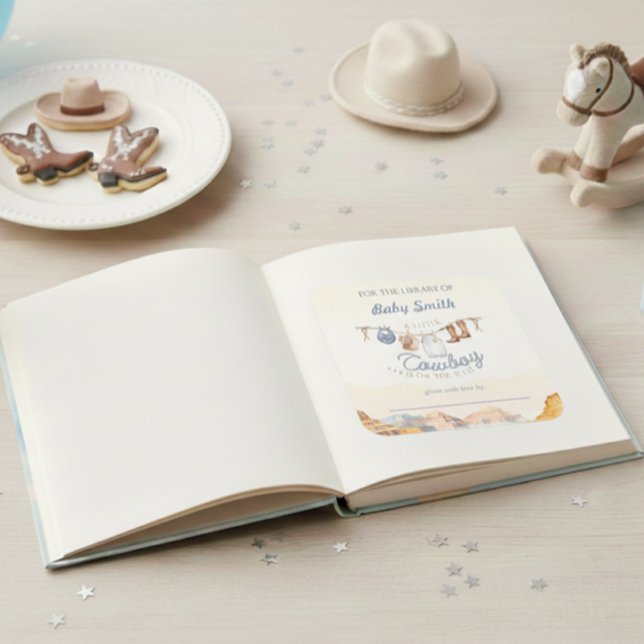 Ein kleines Cowboy Western Canyon Buchzeichen Quadratischer Aufkleber (Von Creator hochgeladen)