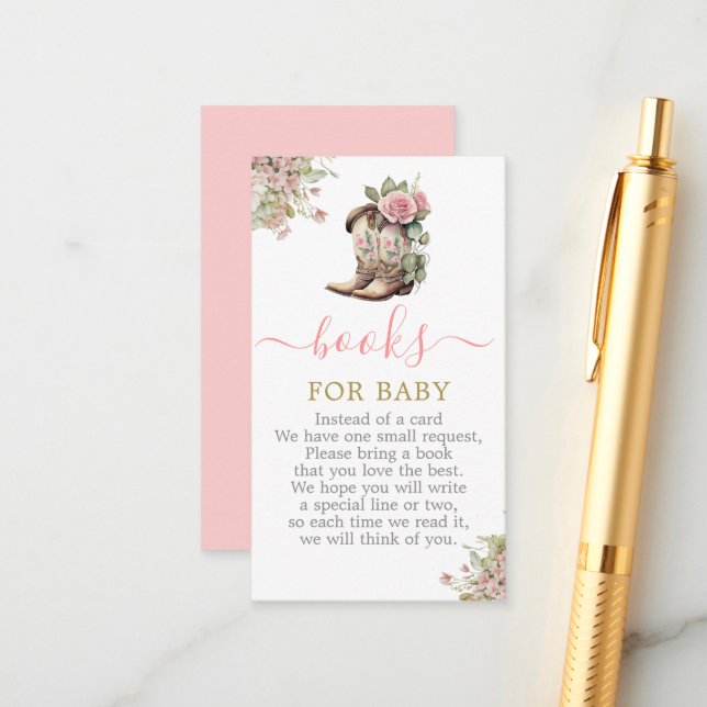 Ein kleines Cowgirl Baby Duschbücher für Baby Begleitkarte (Vorderseite/Rückseite Beispiel)