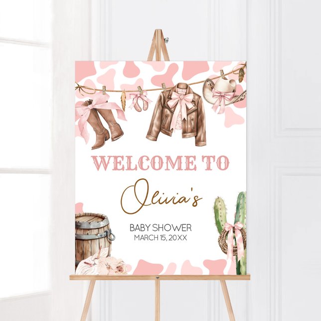 Ein kleines Cowgirl Baby Dusche Empfang Poster (A Little Cowgirl Clothesline Baby Shower Welcome Sign)
