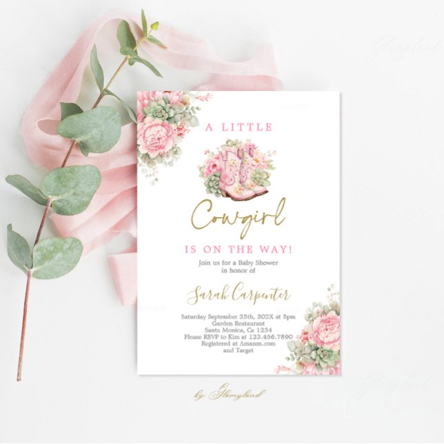 Ein kleines Cowgirl-Baby-Duschmädchen lädt ein Einladung (Von Creator hochgeladen)