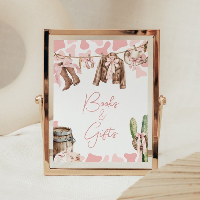 Ein kleines Cowgirl Babydusche Bücher und Geschenk Poster (A Little Cowgirl Clothesline Baby Shower Books and Gifts Sign)