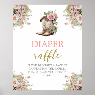 Ein kleines Cowgirl Diaper Raffle-Schild Poster