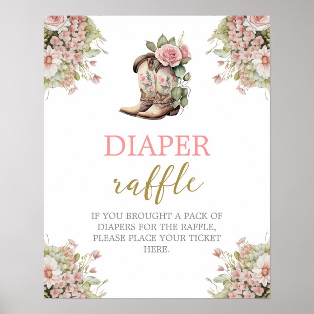Ein kleines Cowgirl Diaper Raffle-Schild Poster (Vorne)