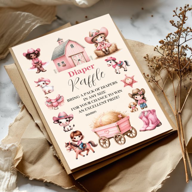 Ein kleines Cowgirl ist unterwegs! Diapper Raffle Begleitkarte (Von Creator hochgeladen)