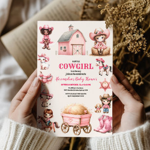 Ein kleines Cowgirl ist unterwegs! Rodeo Baby Show Einladung