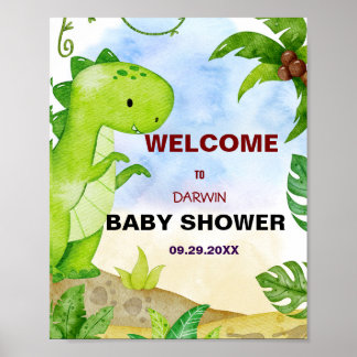 Ein kleines Dino hatcht bald! Babyparty Poster