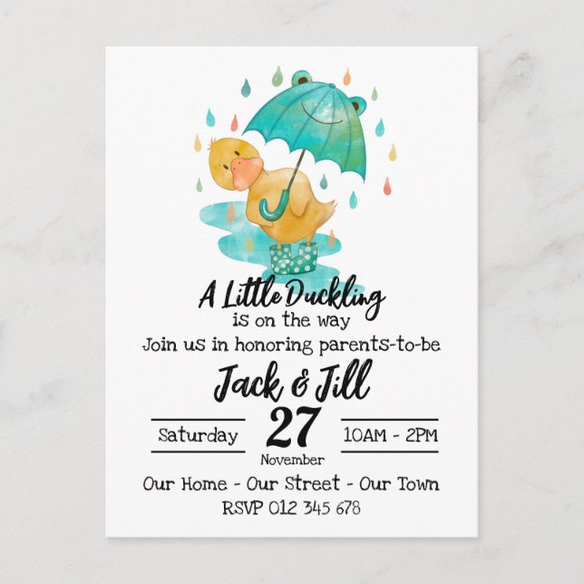 Ein kleines Duckling ist auf dem Weg zu einer Post Postkarte (Vorderseite)