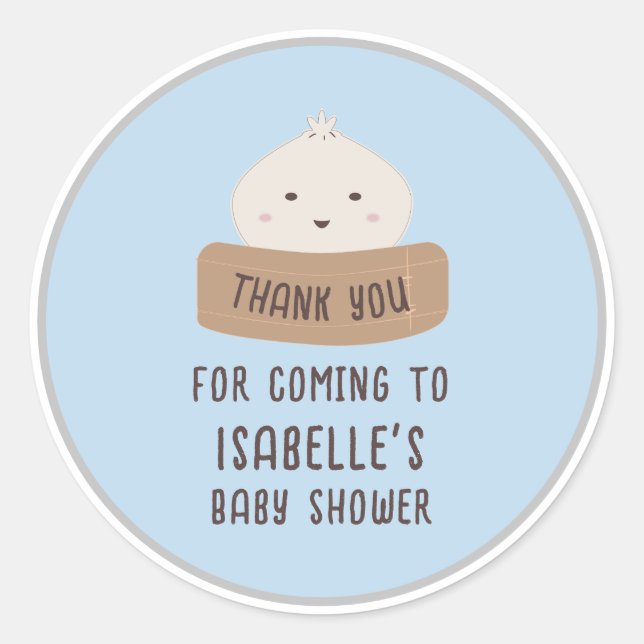 Ein kleines Dumpling ist unterwegs danke Runder Aufkleber (Vorderseite)