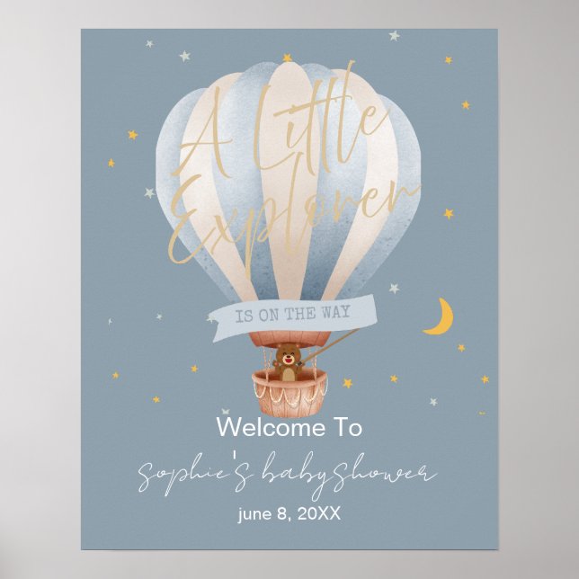 Ein kleines Explorer-Heißluftballon-Willkommenssch Poster (Vorne)