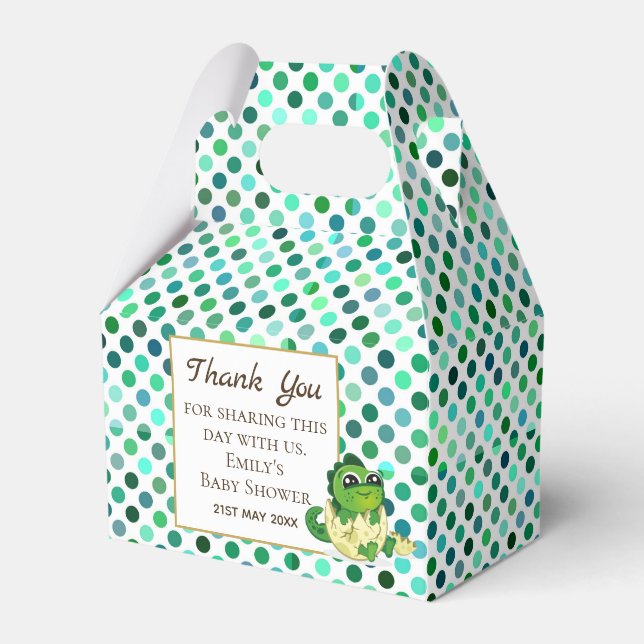 Ein kleines, frisches DINOSAUR Baby Duschbad Party Geschenkschachtel (Vorderseite)