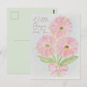 Ein kleines Gebet für dich   Rosa Gerbera-Wasserfa Postkarte