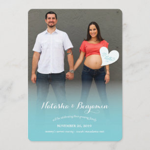 Ein kleines Hello Blue Pregnancy Foto Ankündigung