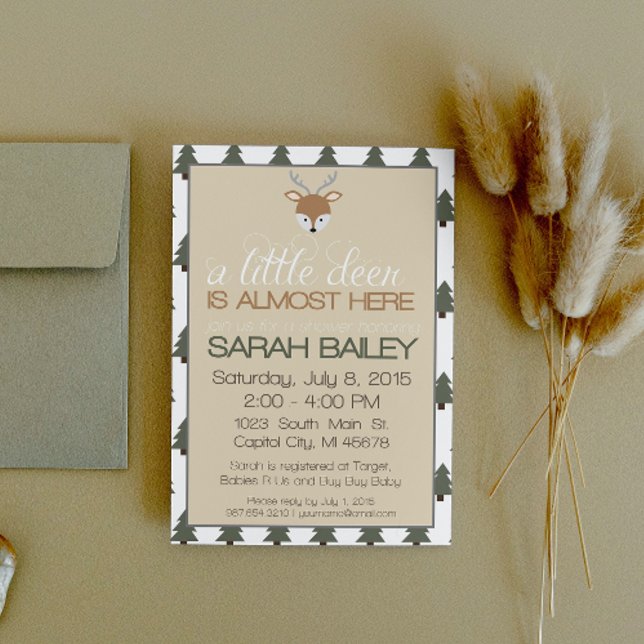 Ein kleines Hirsch ist fast hier, wo die Baby-Dusc Einladung (Von Creator hochgeladen)