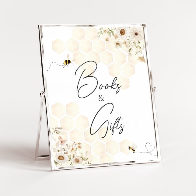 Ein kleines Honey Bee Baby Duschbücher und Geschen Poster (As Sweet as can Bee Baby Shower Books and Gifts Sign)