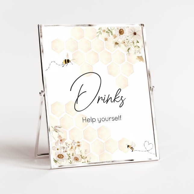 Ein kleines Honey Bee Baby Duschgetränk Poster (As Sweet as can Bee Baby Shower Drinks Sign)