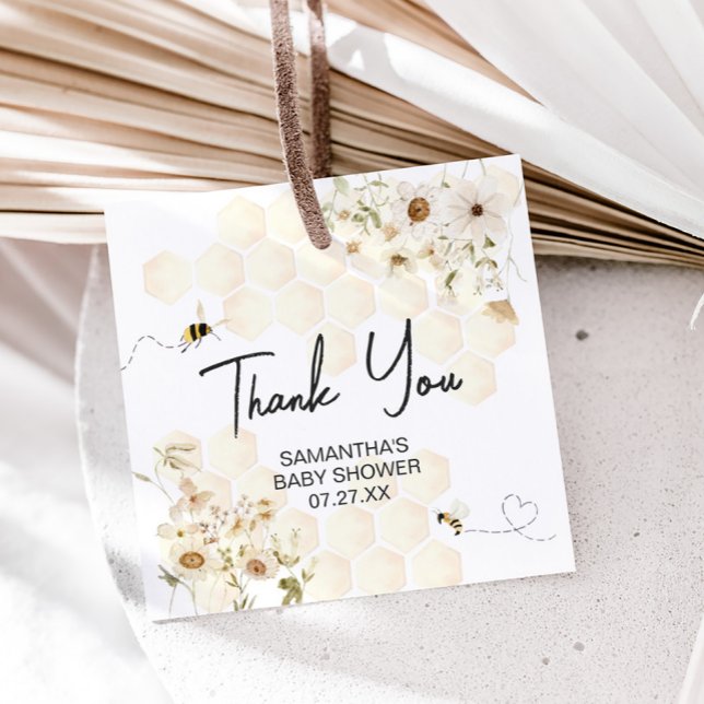 Ein kleines Honey Bee Baby Duschplatz Geschenkanhänger (As Sweet as can Bee Baby Shower Favor Tags)