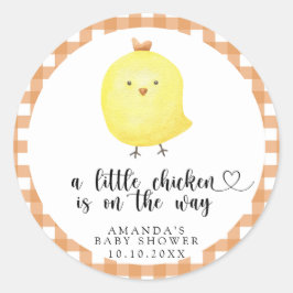 Ein kleines Huhn ist unterwegs - Baby Dusche Runder Aufkleber