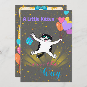 Ein kleines Kätzchen auf dem Weg Babydusche Einladung