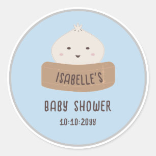 Ein kleines Klößchen ist auf dem Weg Baby Shower Runder Aufkleber