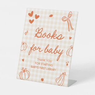 Ein kleines Kürbis-Baby-Shower-Bücher-für-Baby-Spi Sockelschild