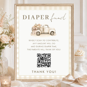 Ein Kleines Kürbis-Baby-Shower-Windelfonds-QR-Schi Poster