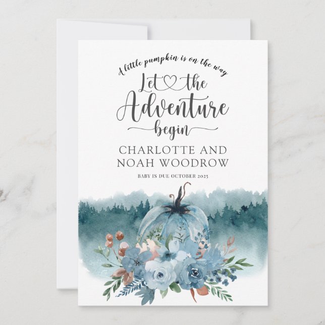 Ein kleines Kürbisabenteuer beginnt die Schwangers Ankündigung (Vorderseite)