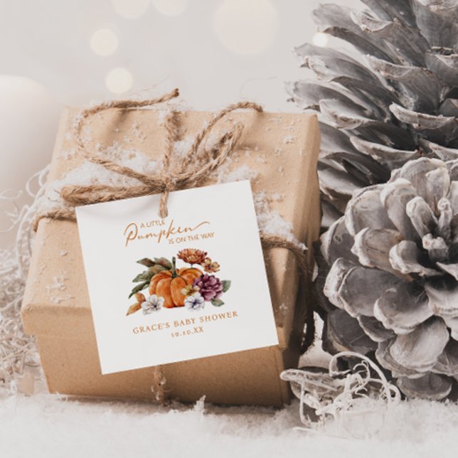 Ein kleines Kürbisbaby-Geschenk-Tag Geschenkanhänger (A Little Pumpkin Is On The Way Baby Shower Gift Tag)