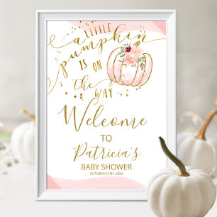 Ein kleines Kürbismädchen-Baby-Shower-Willkommenss Poster