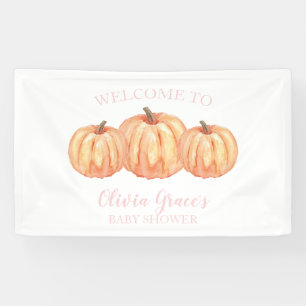 Ein kleines Kürbisrosa-Baby-Shower-Willkommensbann Banner