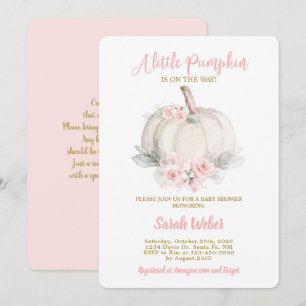 Ein kleines Kürbisröschen rosa Herbstbrause Baby D Einladung