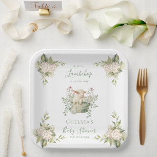 Ein kleines Lambchop-Baby-Duschkopf Pappteller